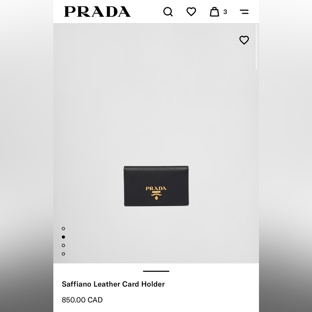 Prada Saffiano Leather Card Holder in Black and Gold